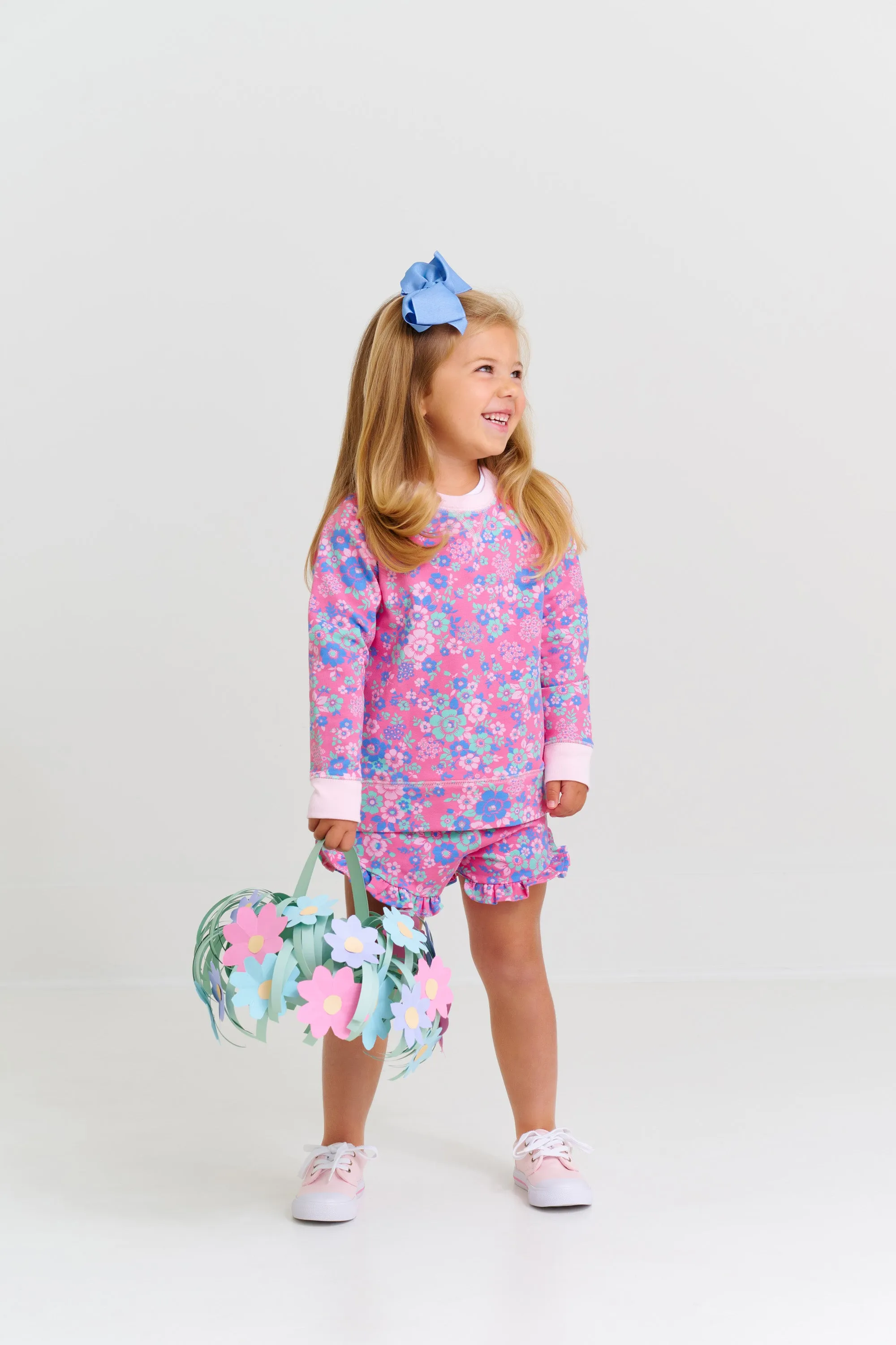 Cassidy Comfy Crewneck - Mt. Paran Mini Floral with Palm Beach Pink