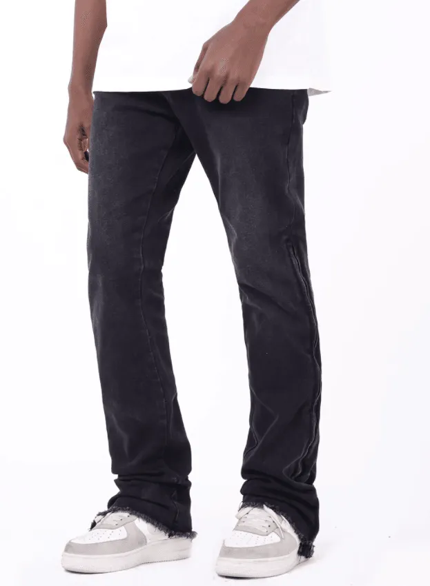 Casual Denim Trousers Mid Waist Elastic