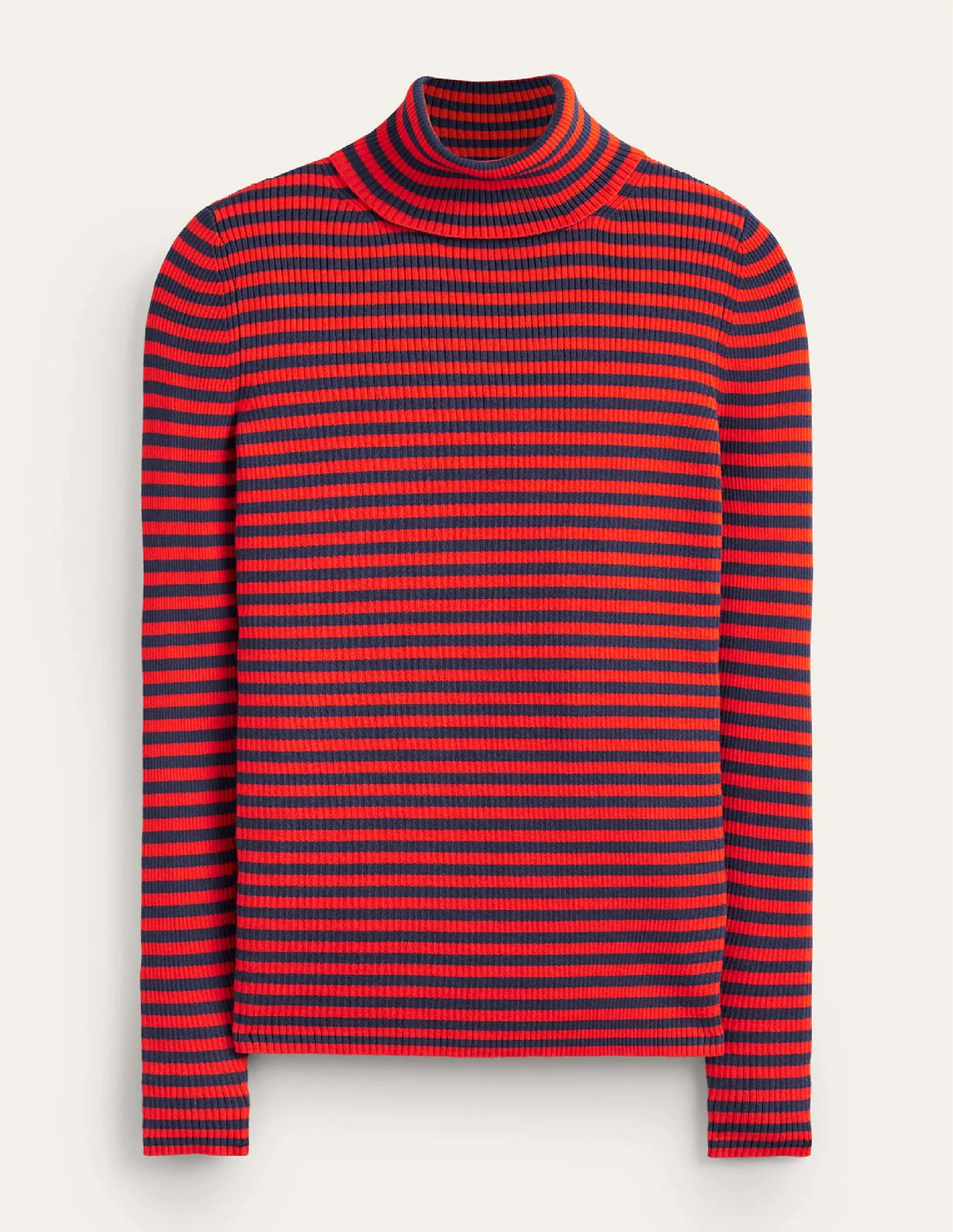 Catriona Roll Neck Jumper-French Navy / Fiesta Orange