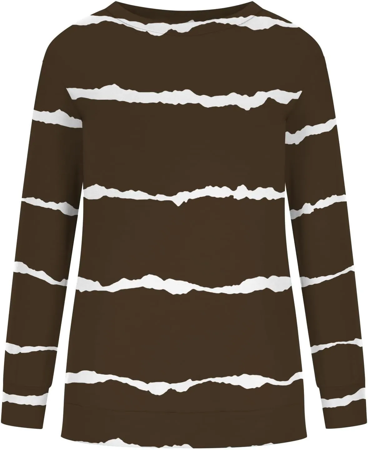 Ceboyel Womens Long Sleeve Shirts Striped Print Sweatshirt Crewneck Pullover Tops Trendy Casual Fall Clothes 2023
