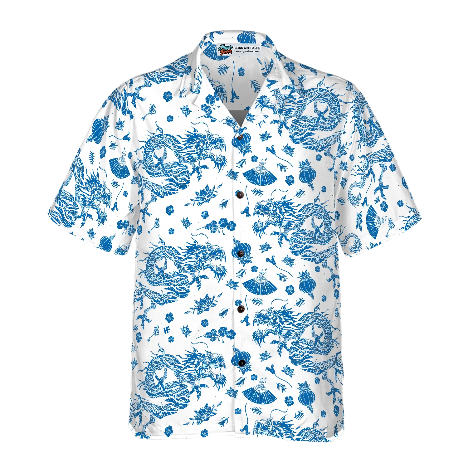Ceramics Blue Pattern Hawaiian Shirt, Asia Dragon Hawaiian Shirt, Best Gift For lover, Friend, Family