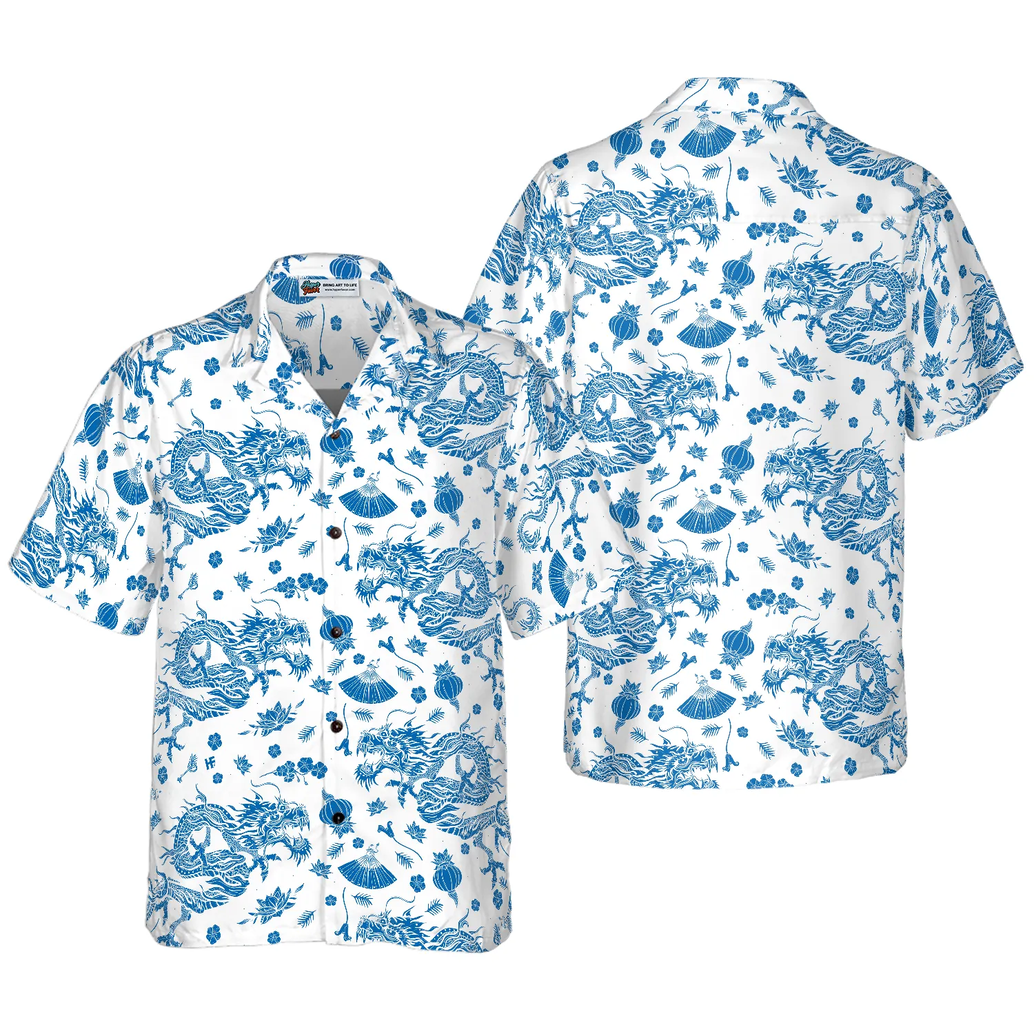 Ceramics Blue Pattern Hawaiian Shirt, Asia Dragon Hawaiian Shirt, Best Gift For lover, Friend, Family