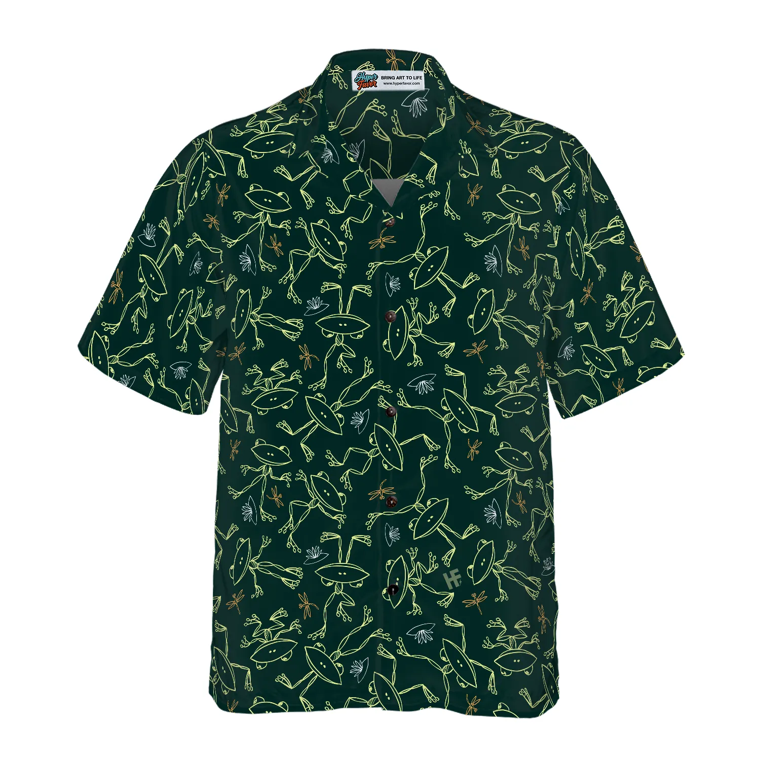 Cheerful Cartoon Frogs & Dragonflies Hawaiian Shirt, Best Gift For lover, Friend, Family