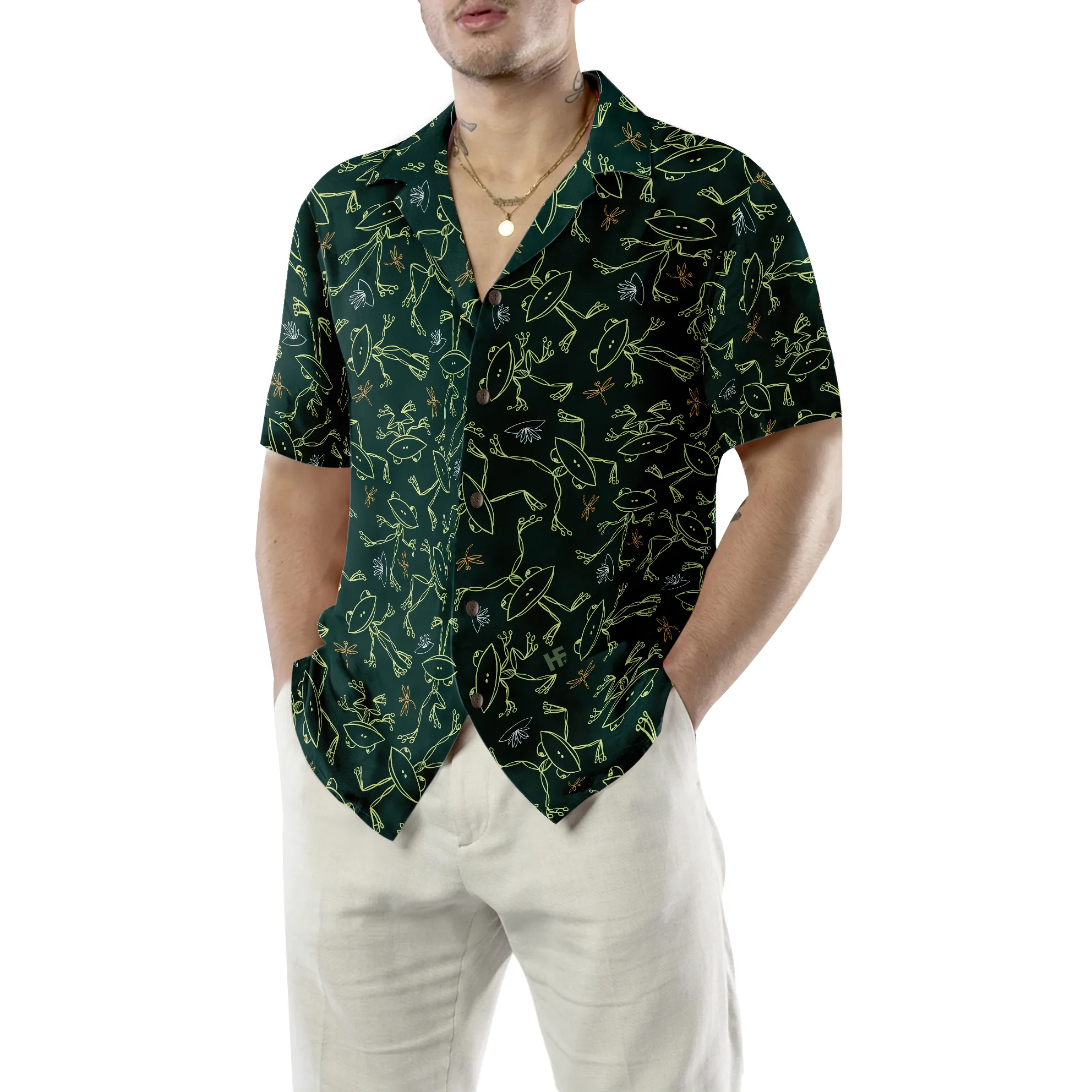 Cheerful Cartoon Frogs & Dragonflies Hawaiian Shirt, Best Gift For lover, Friend, Family