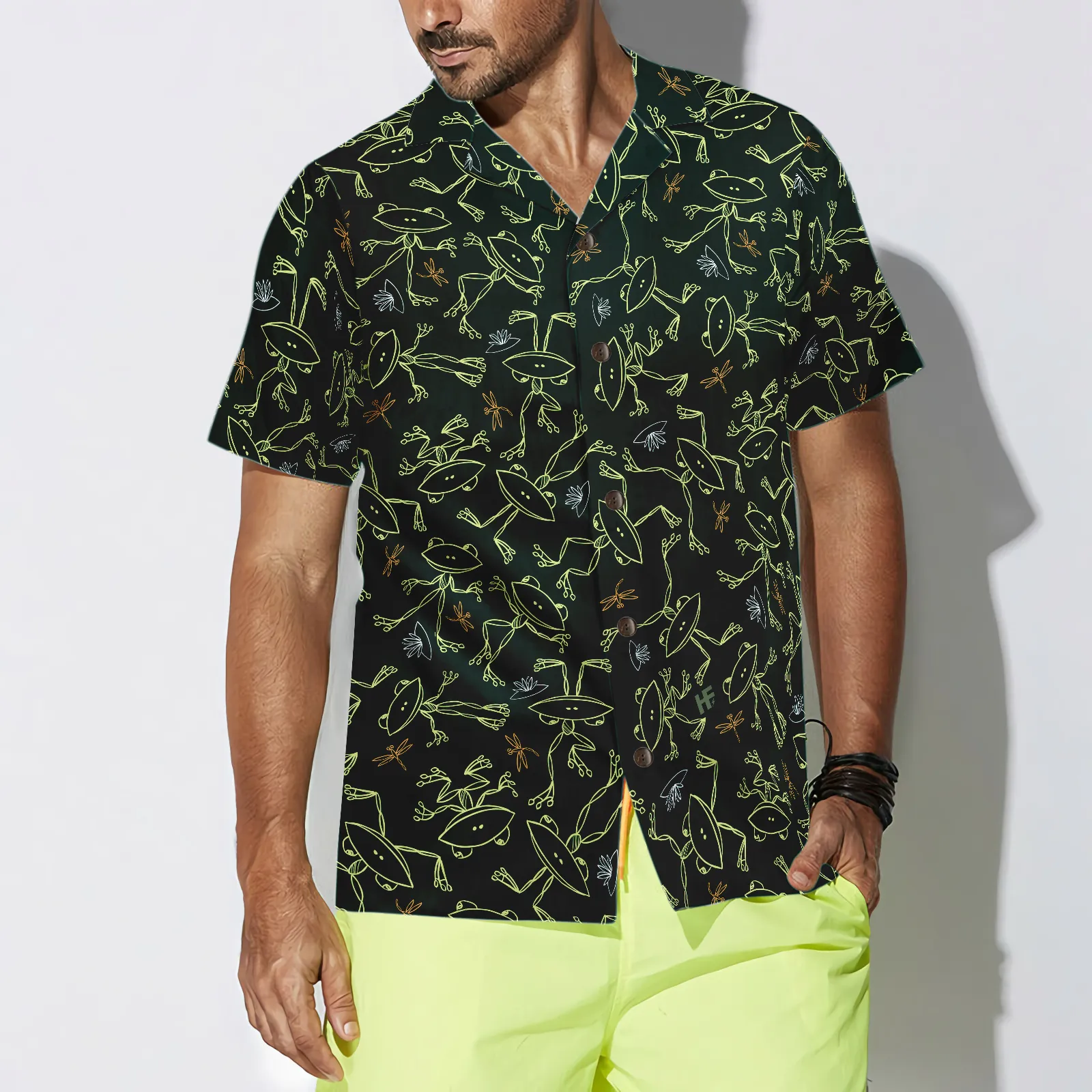 Cheerful Cartoon Frogs & Dragonflies Hawaiian Shirt, Best Gift For lover, Friend, Family