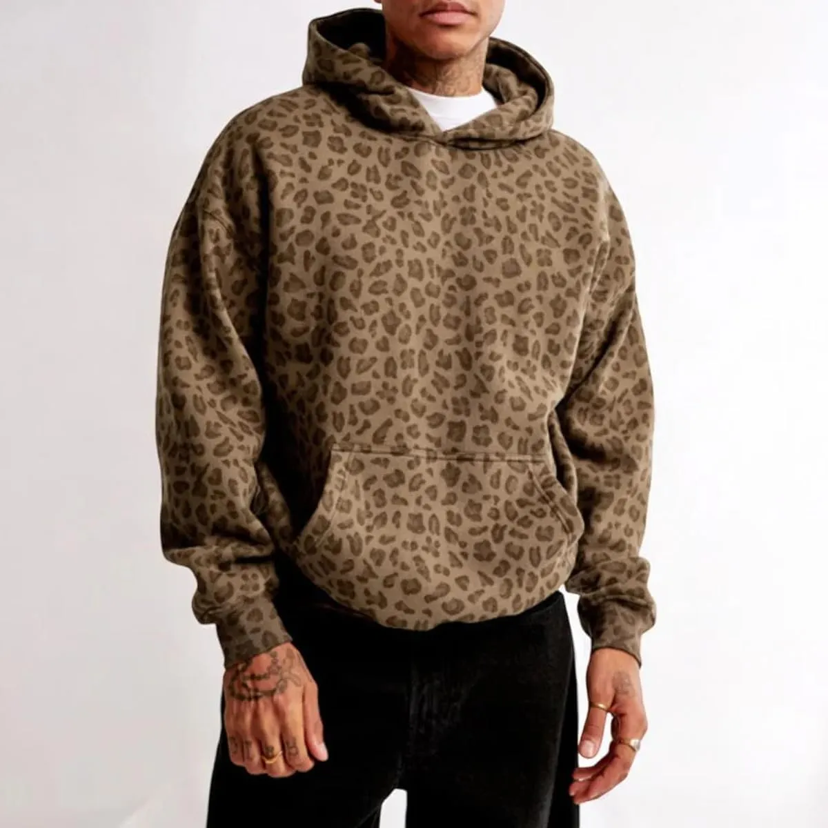 Cheetah Hoodie Y2k Oversized Hooded Sweatshirt Women Leopard Print Hoodie Streetwear Vintage 2000s Trendy 2024