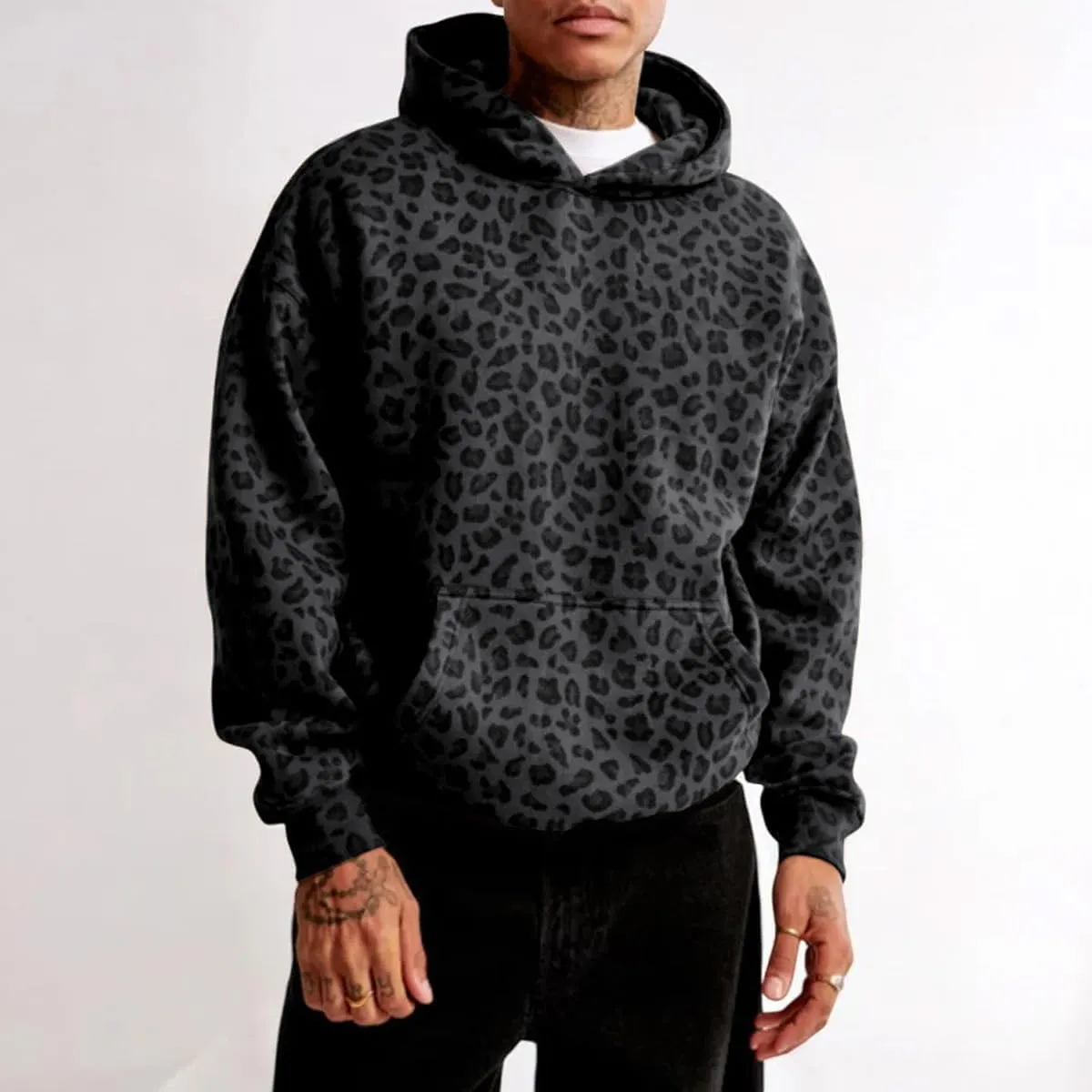 Cheetah Hoodie Y2k Oversized Hooded Sweatshirt Women Leopard Print Hoodie Streetwear Vintage 2000s Trendy 2024