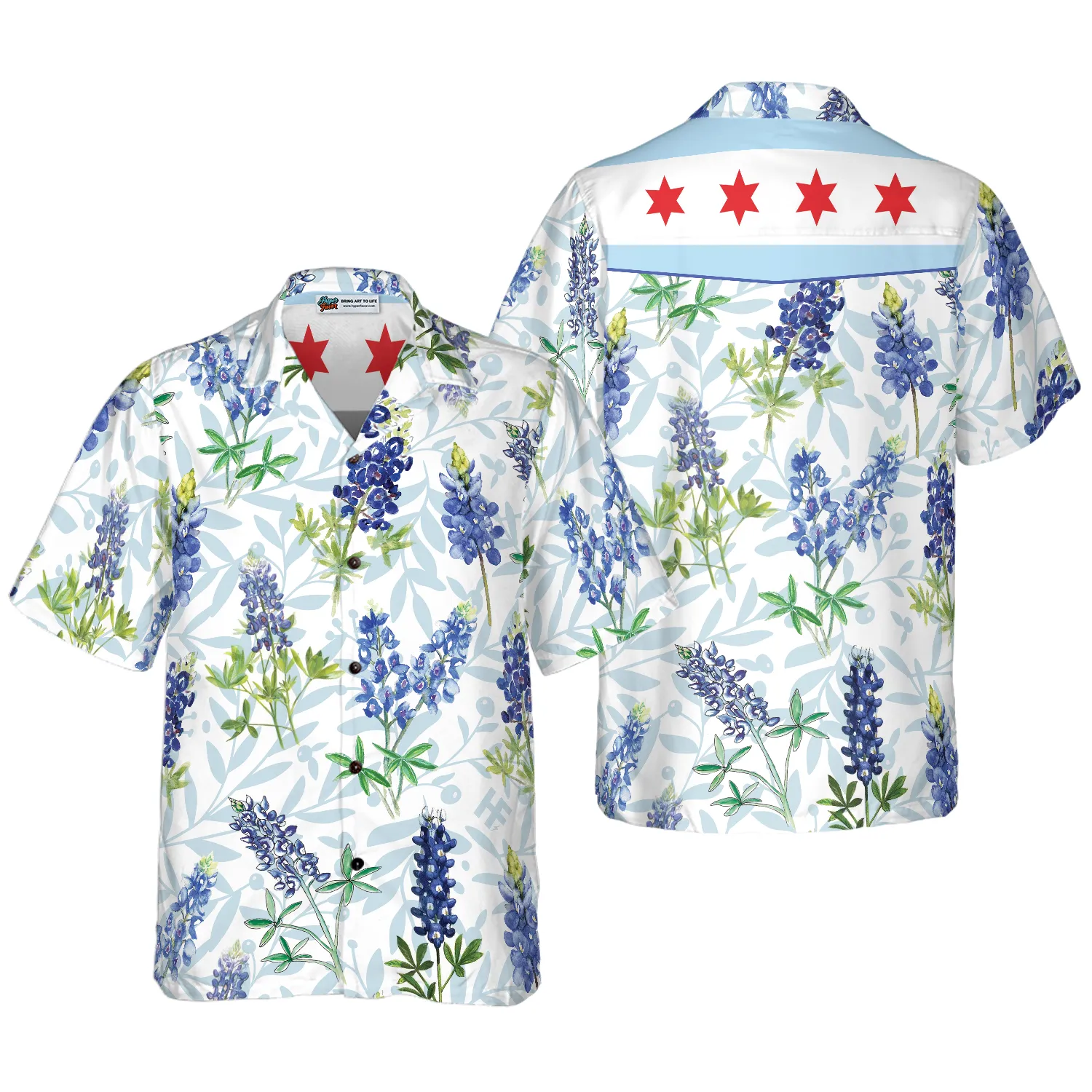 Chicago Bluebonnet Flag Hawaiian Shirt, Gift For Lover, Friend, Family