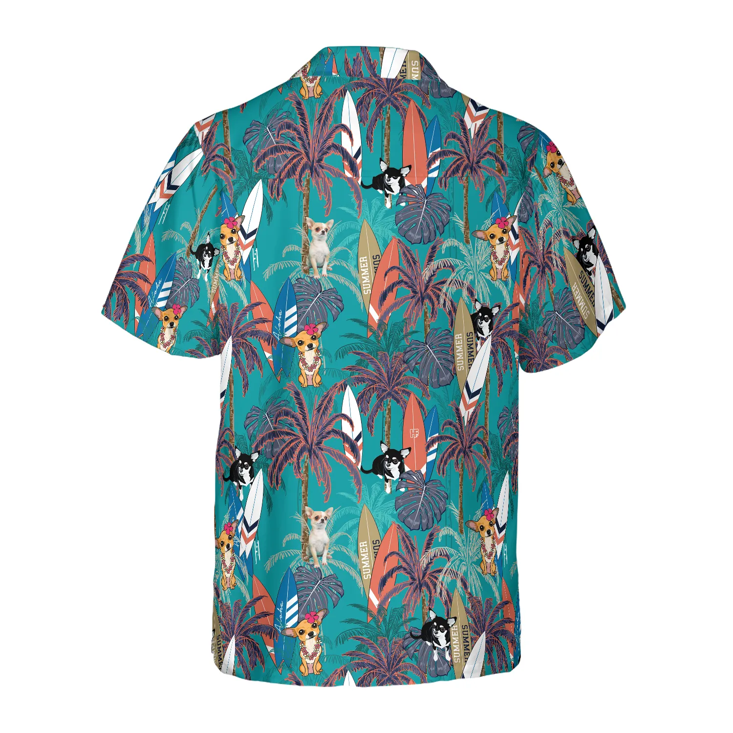 Chihuahua Surfboard And Palm Tree Hawaiian Shirt, Best Gift For Chihuahua Lover, Husband, Wife, Boyfriend, Girlfriend, Friend, Family