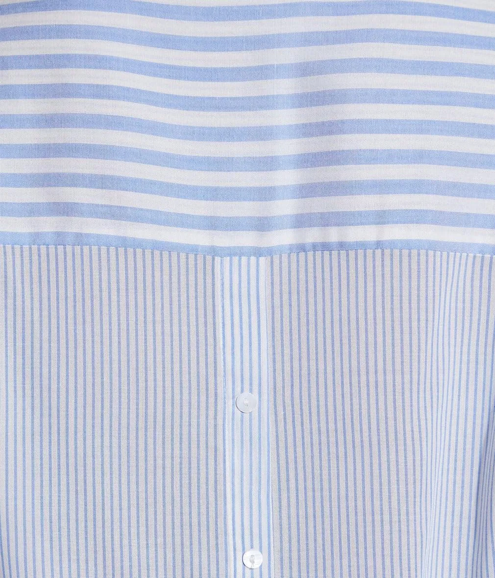 chouyatou Women's Summer Cap Sleeve Striped Button Down Shirt Loose Business Casual Tops Work Blouses