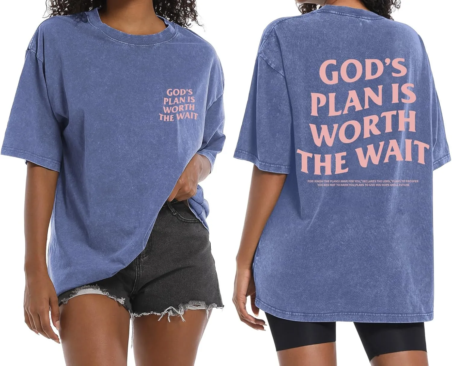 Christian Oversized Shirts for Women God Graphic Tees Shirts Bible Verse Jesus Shirt Religious Acid Wash Tshirts