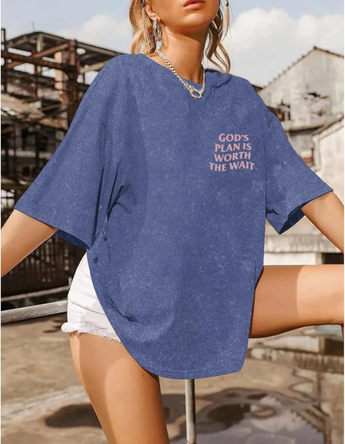 Christian Oversized Shirts for Women God Graphic Tees Shirts Bible Verse Jesus Shirt Religious Acid Wash Tshirts