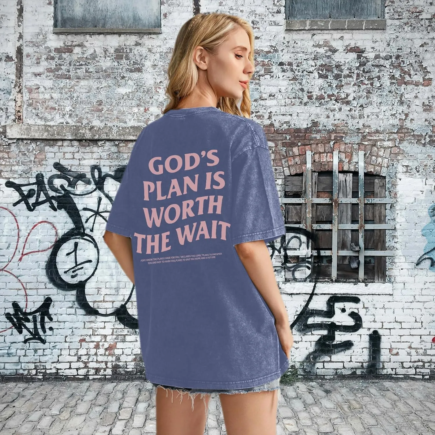 Christian Oversized Shirts for Women God Graphic Tees Shirts Bible Verse Jesus Shirt Religious Acid Wash Tshirts