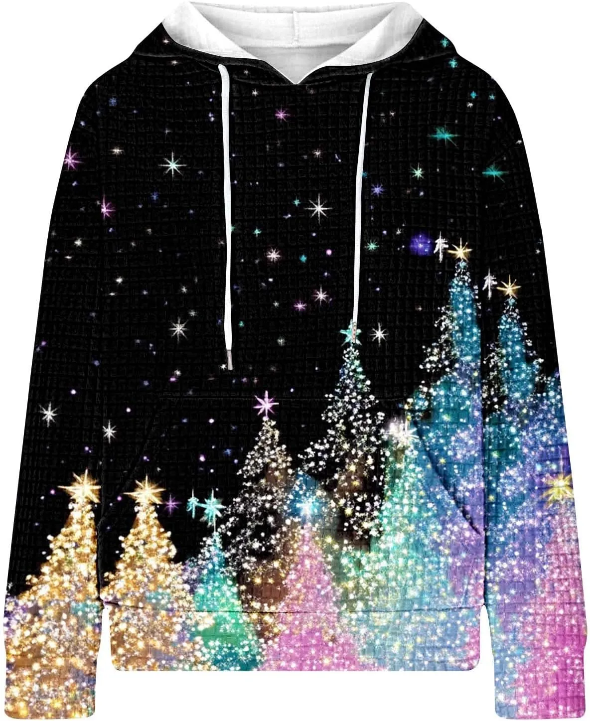 Christmas Hoodies for Women Glitter Xmas Tree Graphic Long Sleeve Sweatshirts Oversized Casual Funny Holiday Pullover