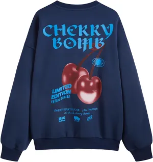 CIDER Sweatshirt for Women Long Sleeve Crewneck Sweatshirts Cherry Bomb Graphic Long Sleeve Tops Fall Winter Outfits