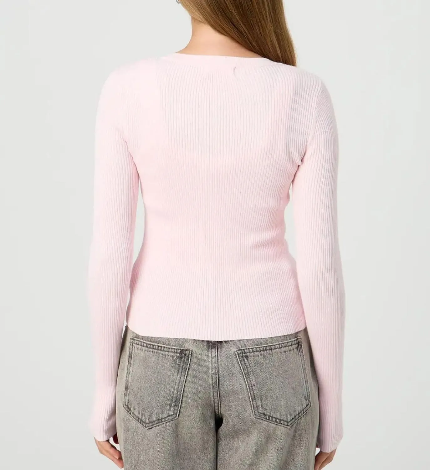 Cioatin Women Long Sleeve Button Up Ribbed Knit Crop Cardigan Y2K Slim Fit Round Neck Sweater Tshirt Fall Going Out Tops