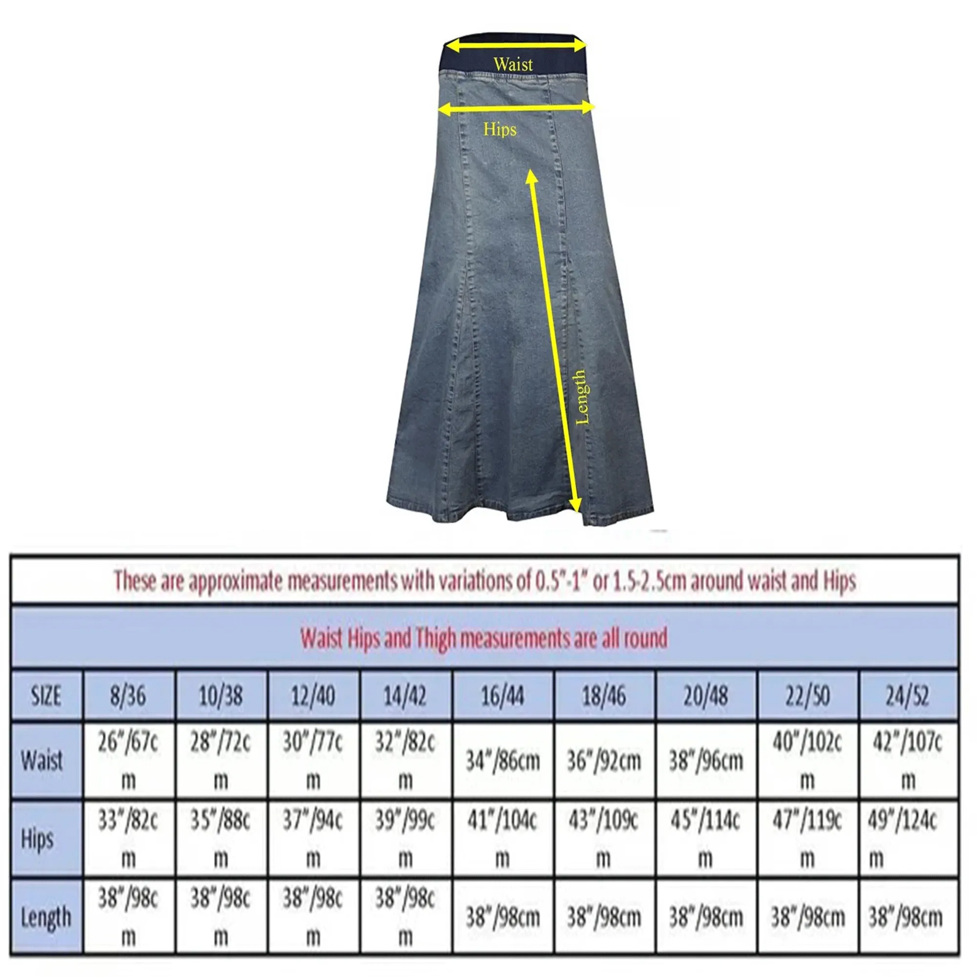 Clove Jeans Women Maternity Maxi Skirt Stretch Denim Ankle Length Plus Size 8-24