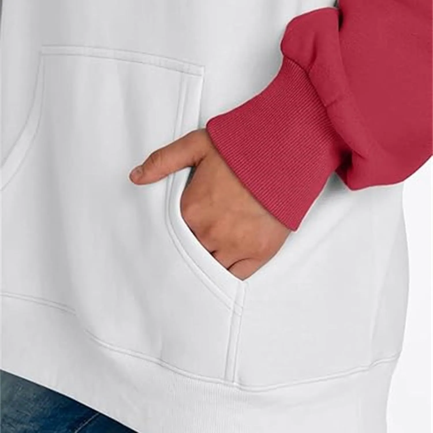 Color Block Hoodies for Women Trendy Oversized Raglan Sweatshirts Lightweight Fleece Cute Hoodies with Pockets