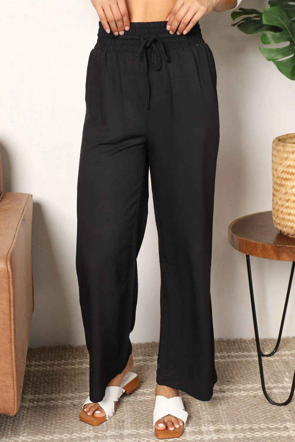 Comfy Choice Elastic Waist Wide Leg Pants