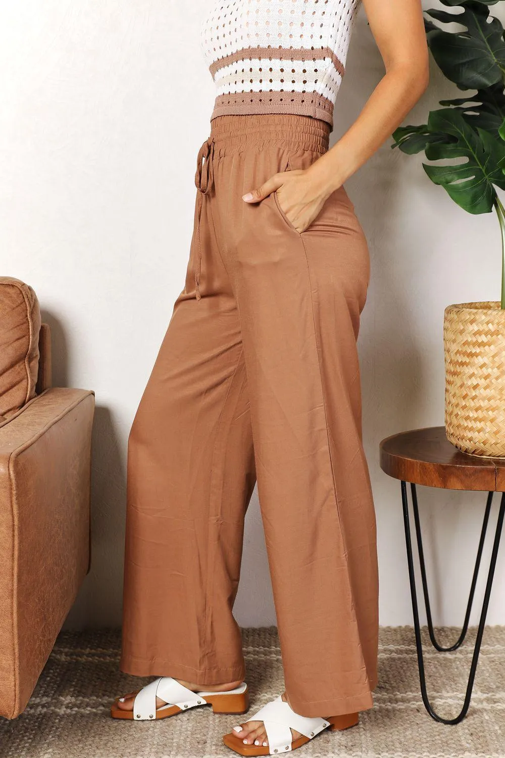 Comfy Choice Elastic Waist Wide Leg Pants