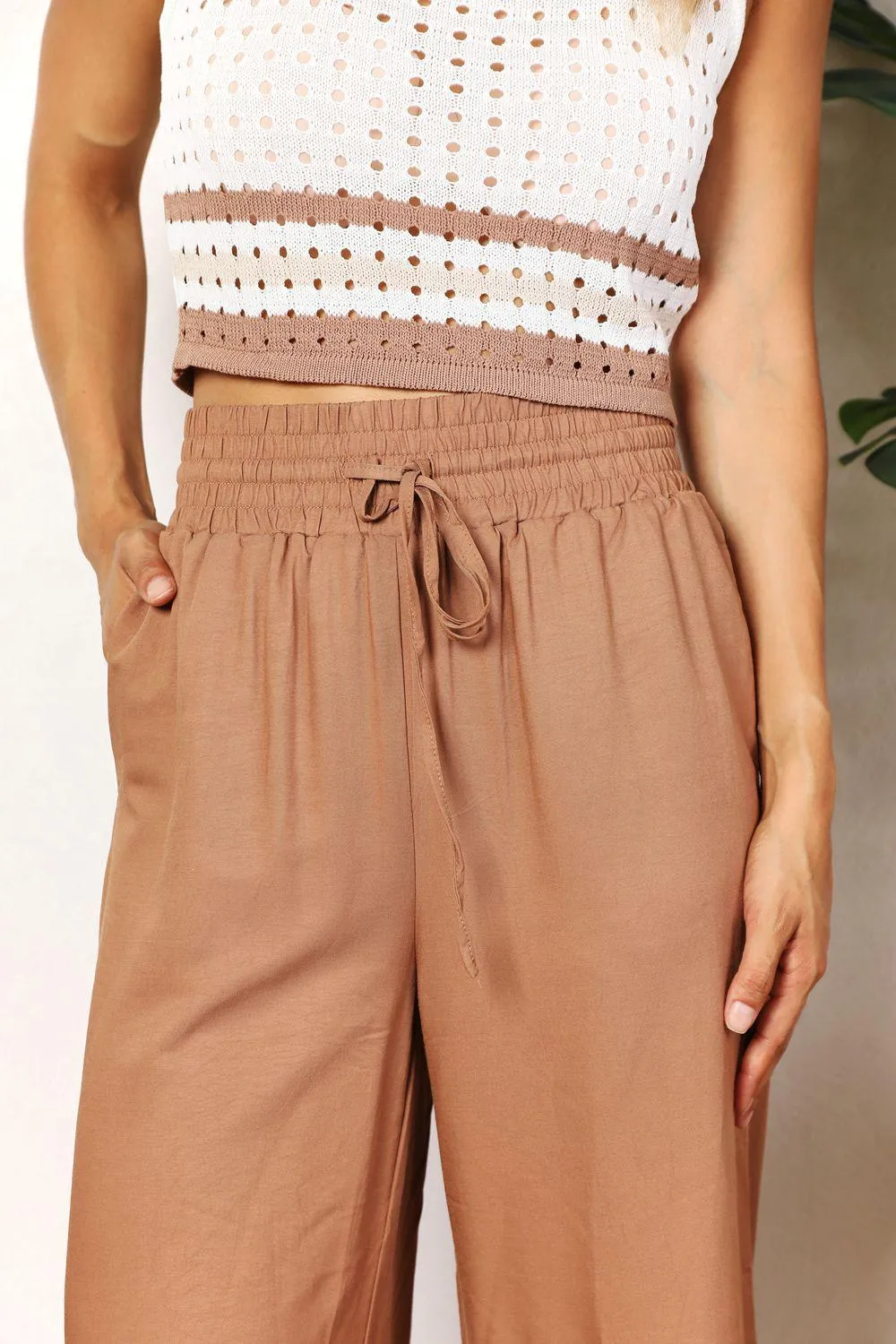 Comfy Choice Elastic Waist Wide Leg Pants