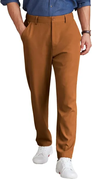 COOFANDY Men's Chino Pants Relaxed Fit Elastic Waist Basic Flat Front Drawstring Casual Pants