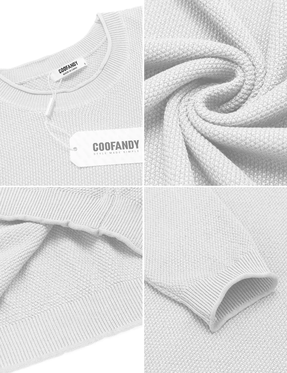 COOFANDY Mens Dress Pullover Sweater Lightweight Waffle Knit Sweater Slim Fit Crewneck Business Casual Sweater
