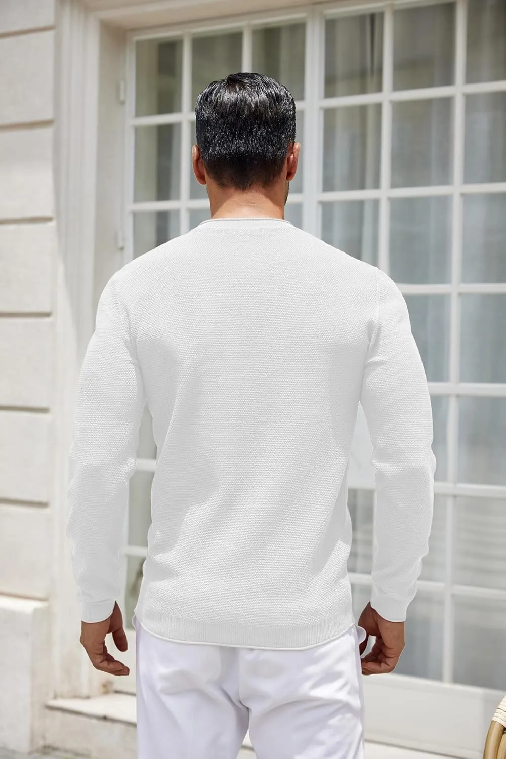 COOFANDY Mens Dress Pullover Sweater Lightweight Waffle Knit Sweater Slim Fit Crewneck Business Casual Sweater