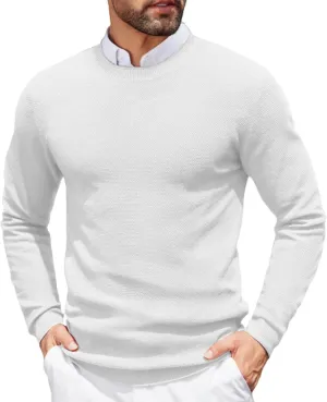 COOFANDY Mens Dress Pullover Sweater Lightweight Waffle Knit Sweater Slim Fit Crewneck Business Casual Sweater