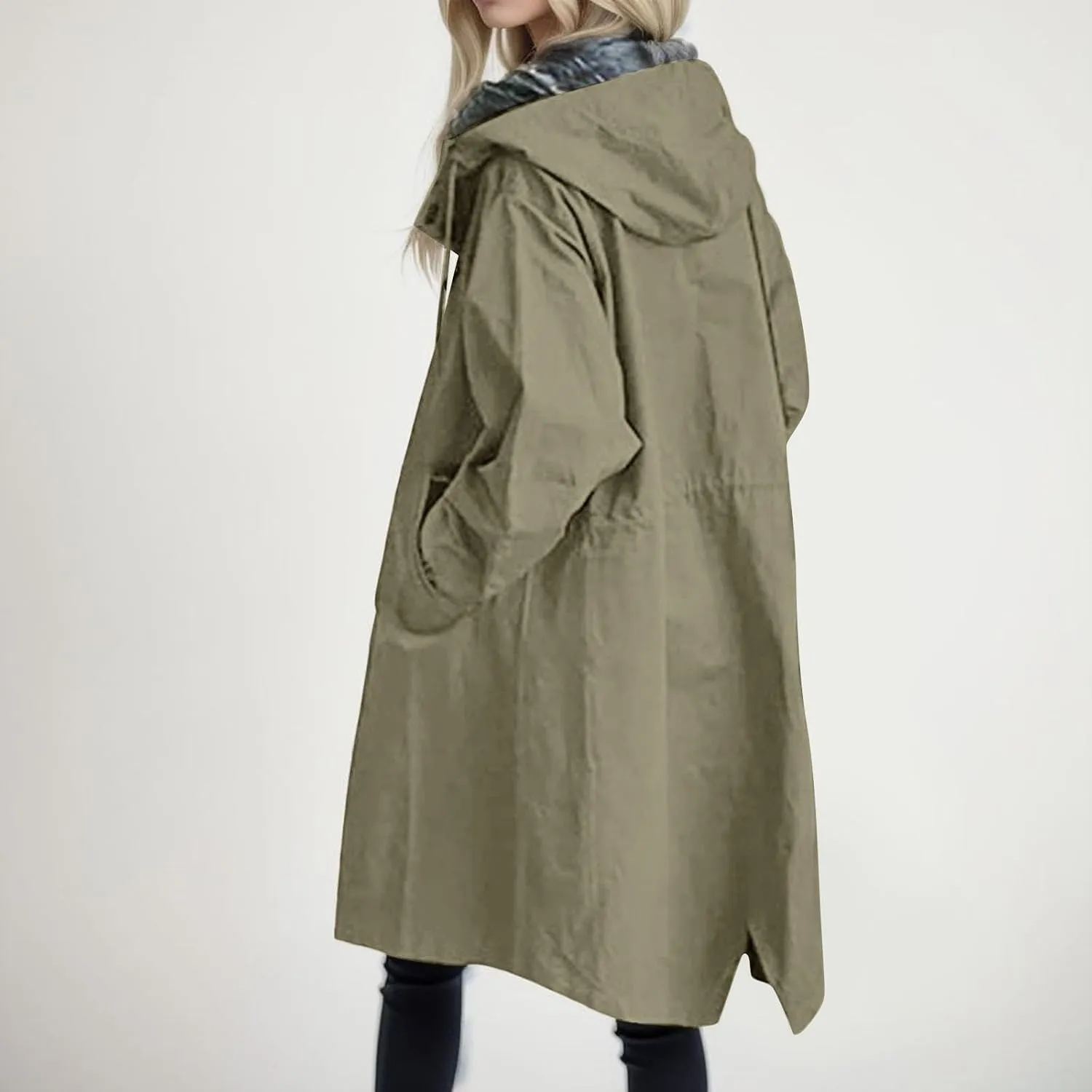 cooki Trench Coat Women Fall Jackets Women's Double Breasted Long Trench Coat Windproof Classic Lapel Slim Overcoat with Belt