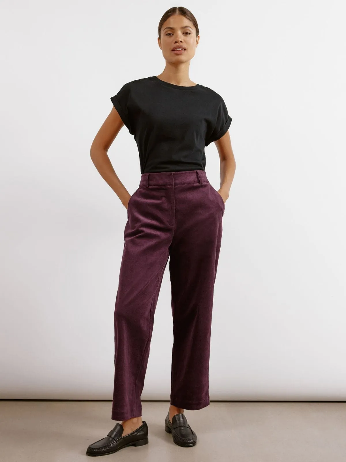 Cord Relaxed Trouser - Burgundy