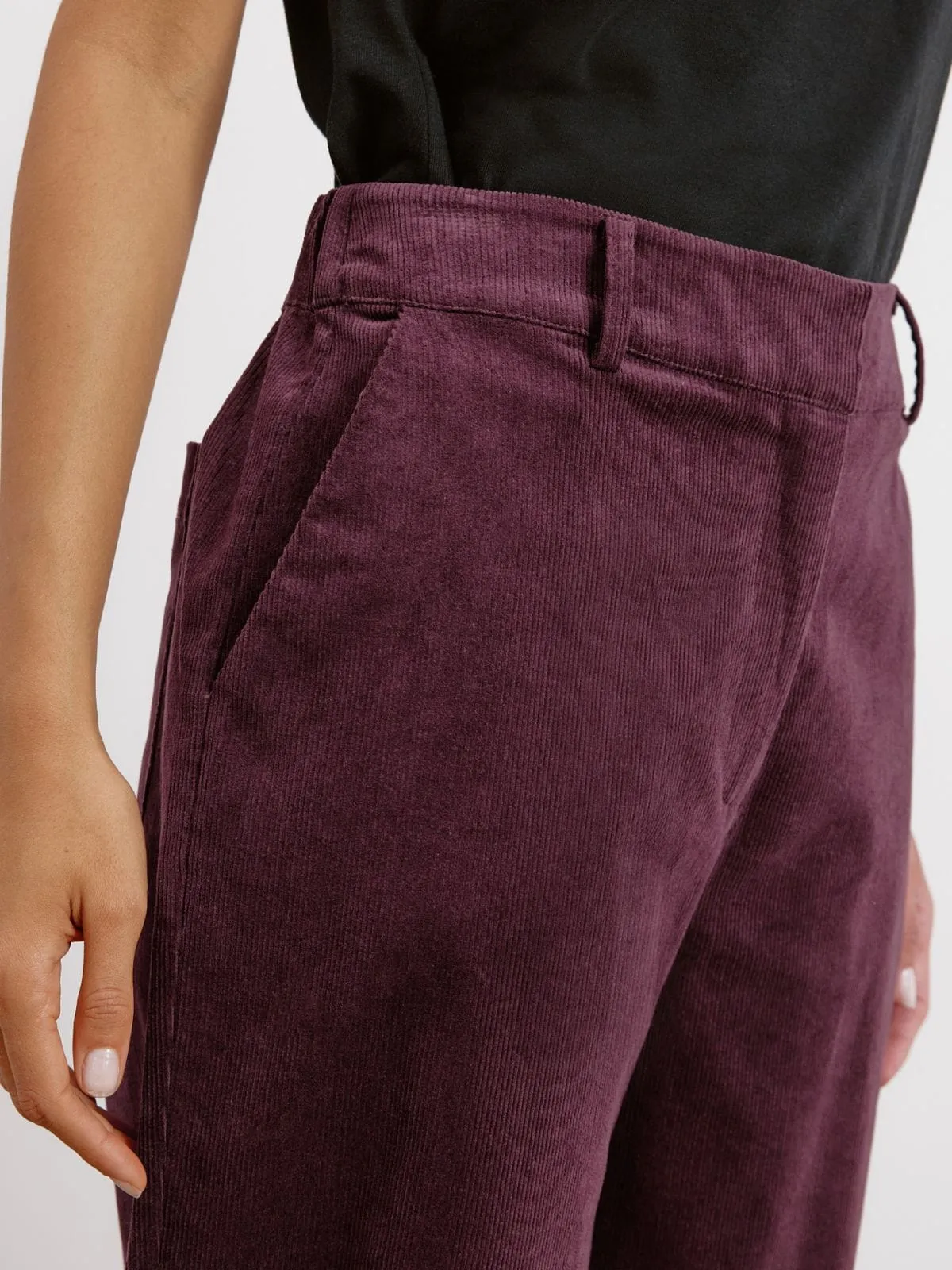 Cord Relaxed Trouser - Burgundy
