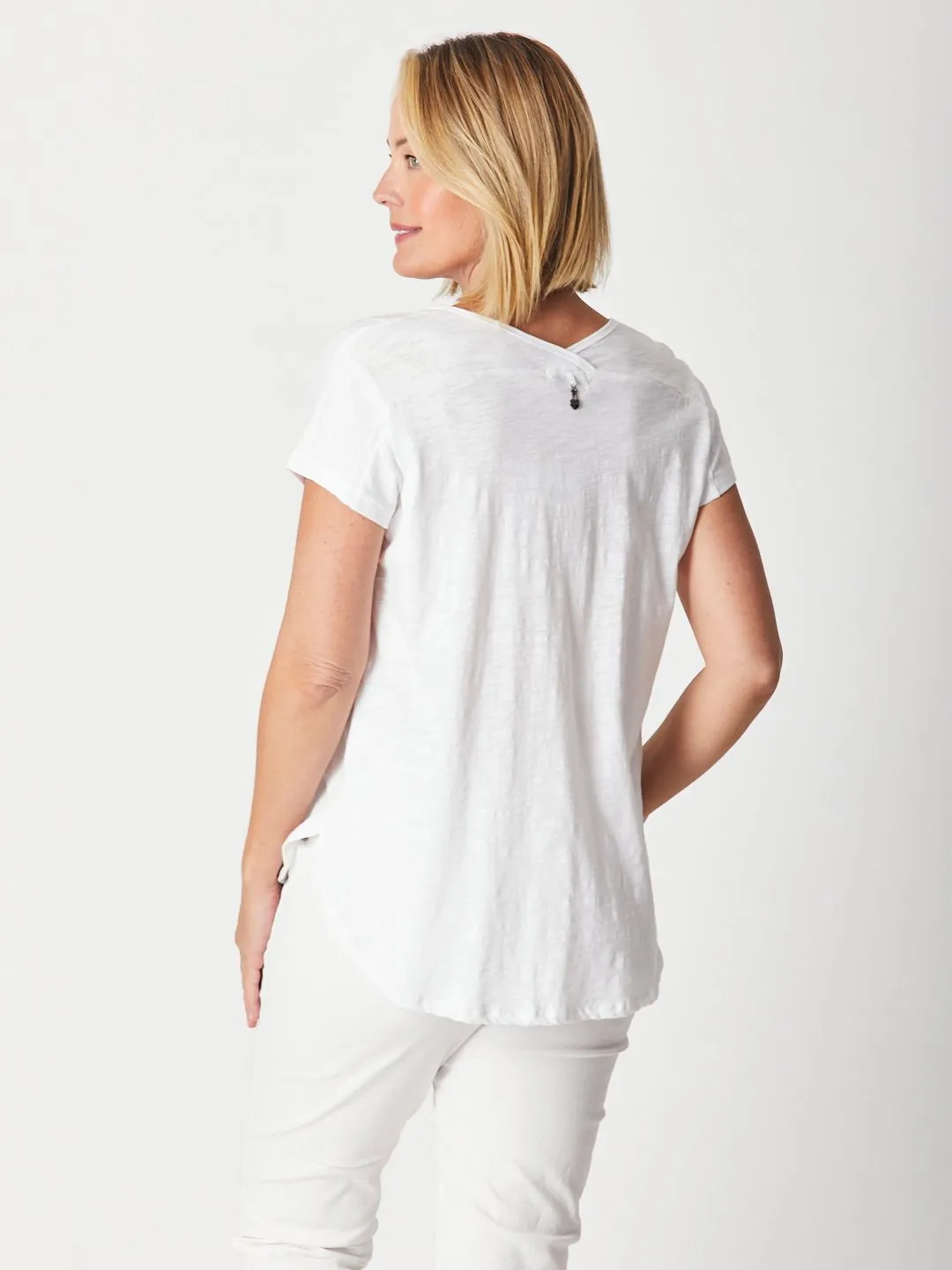 Cotton Blend Pocket Tee - White 22378-S
