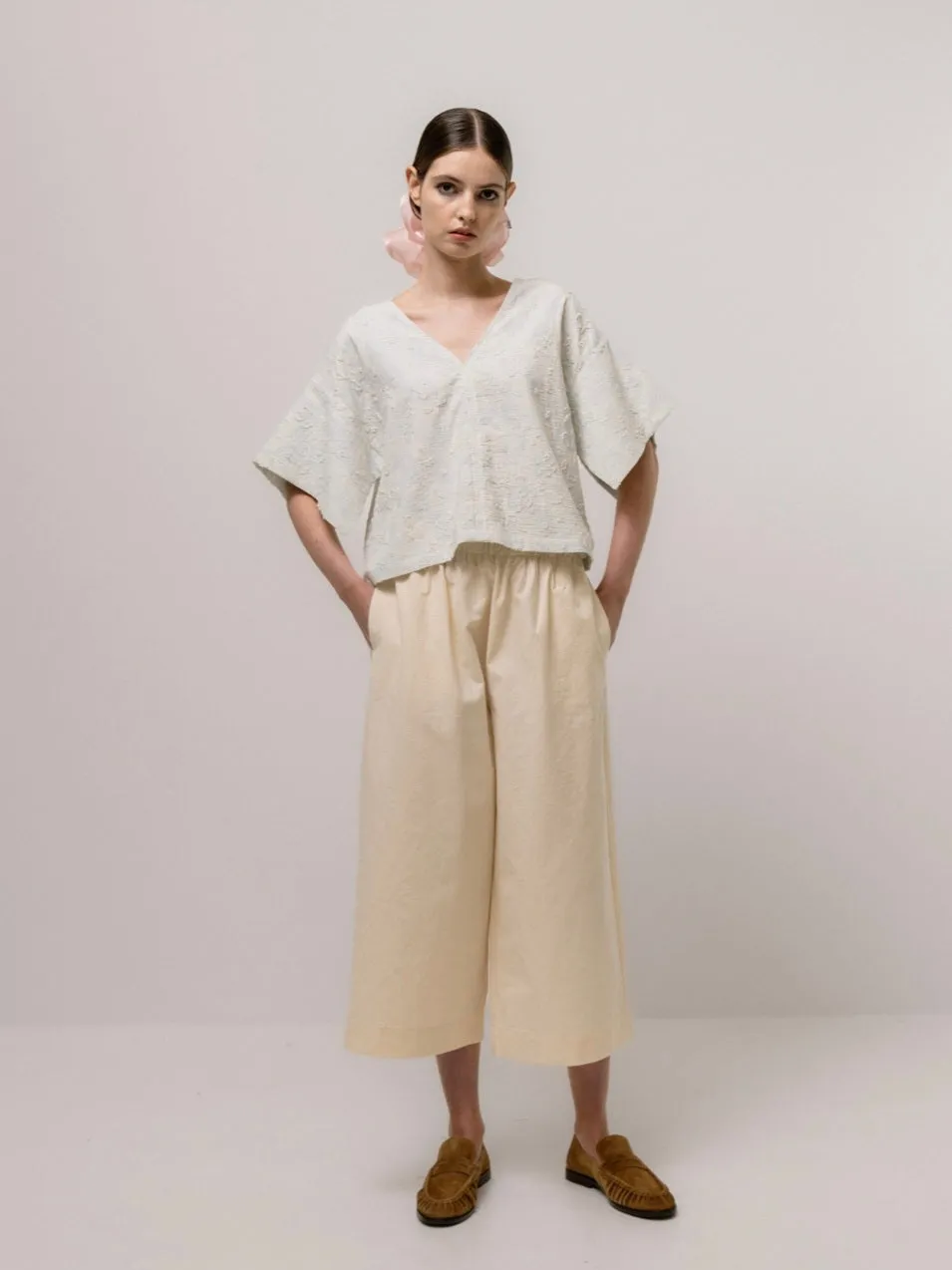 Cream Cropped Culottes