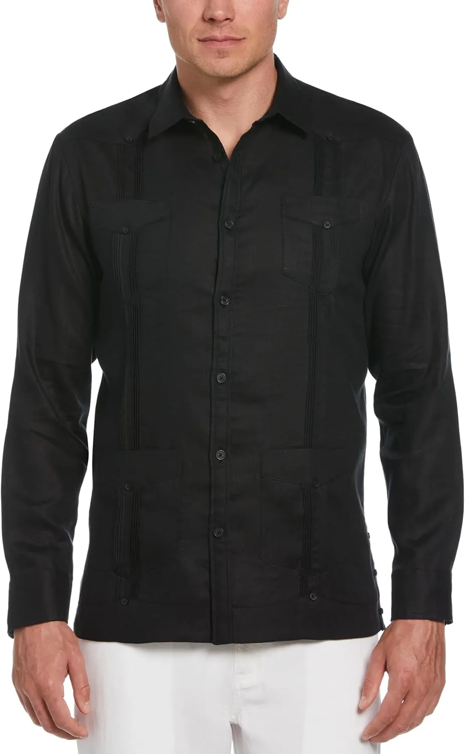 Cubavera Men's 100% Linen Four-Pocket Long Sleeve Guayabera Shirt, Pintuck Detail, Relaxed Fit (Available in Big & Tall)