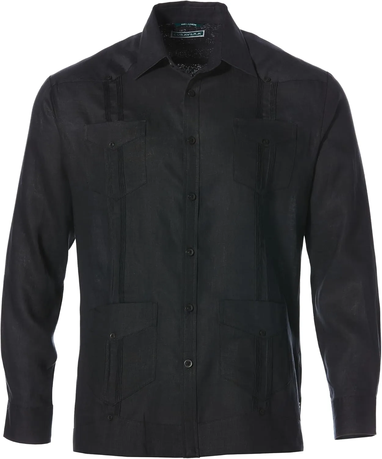 Cubavera Men's 100% Linen Four-Pocket Long Sleeve Guayabera Shirt, Pintuck Detail, Relaxed Fit (Available in Big & Tall)
