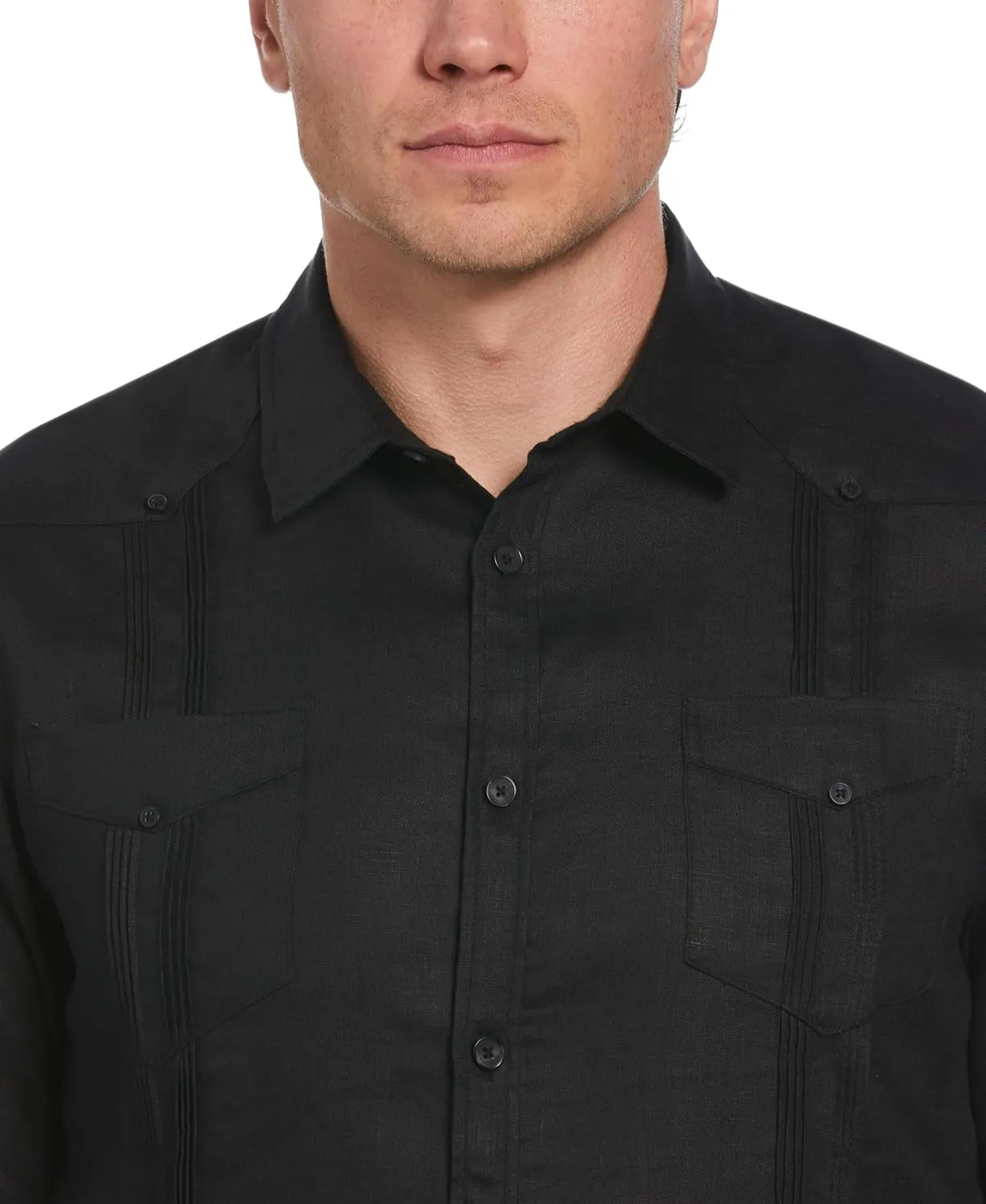 Cubavera Men's 100% Linen Four-Pocket Long Sleeve Guayabera Shirt, Pintuck Detail, Relaxed Fit (Available in Big & Tall)