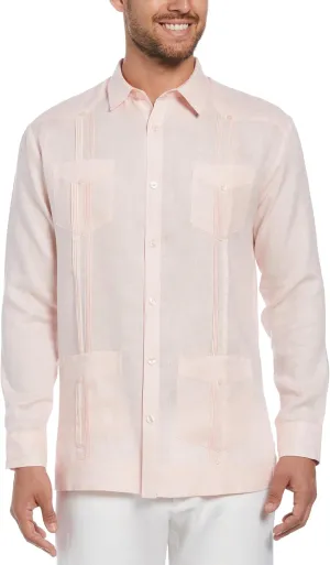 Cubavera Men's 100% Linen Four-Pocket Long Sleeve Guayabera Shirt, Pintuck Detail, Relaxed Fit (Available in Big & Tall)