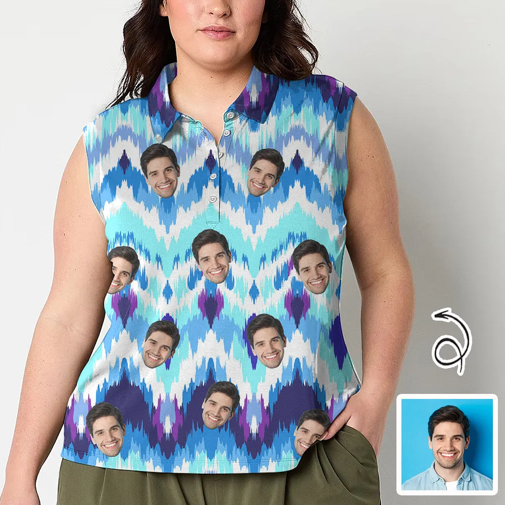 Custom Face Polo Sleeveless Tank Tops Personalized Blue Tank Top