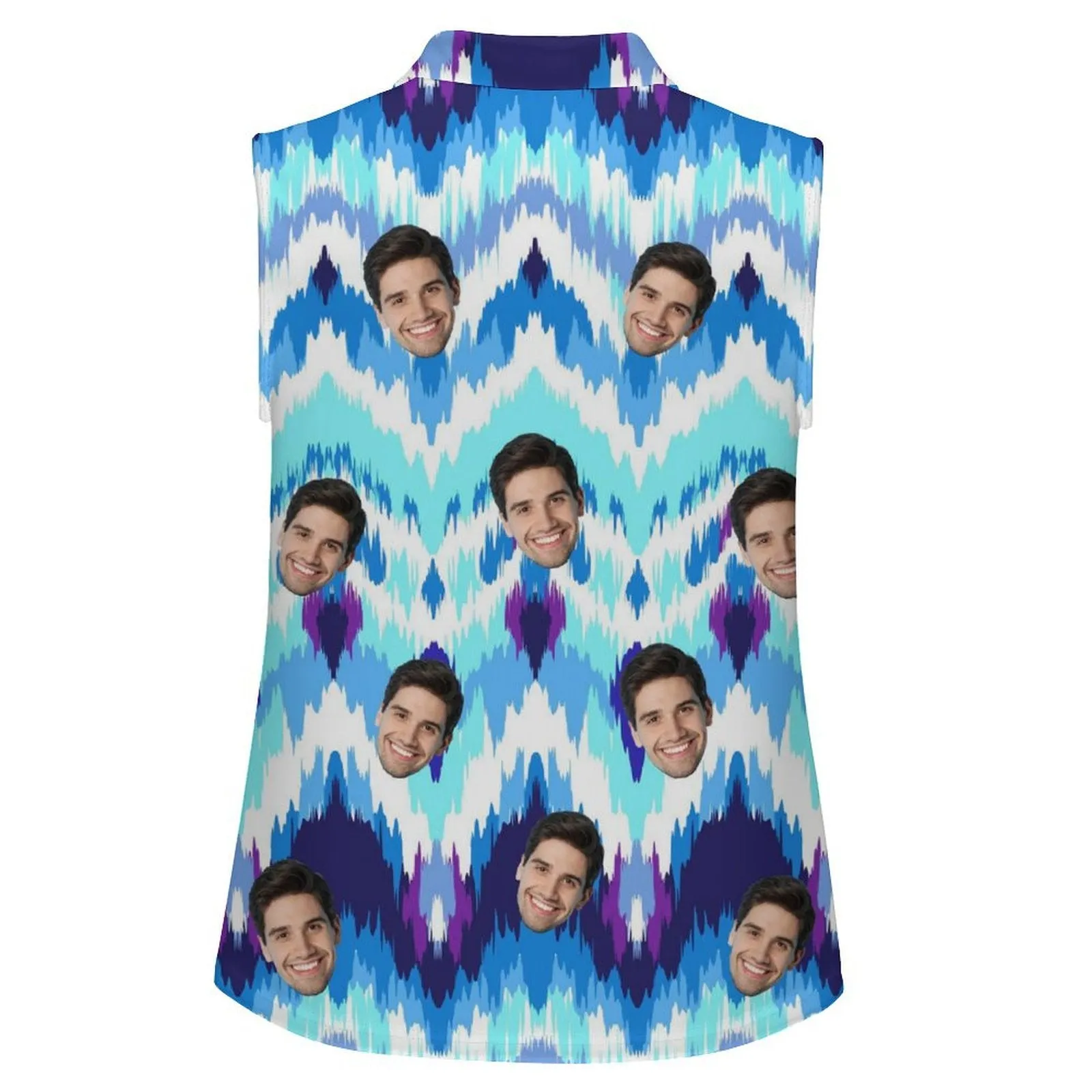 Custom Face Polo Sleeveless Tank Tops Personalized Blue Tank Top