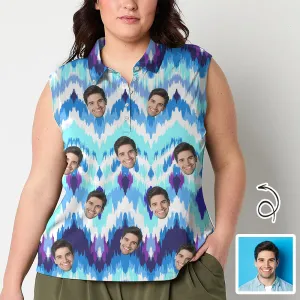 Custom Face Polo Sleeveless Tank Tops Personalized Blue Tank Top