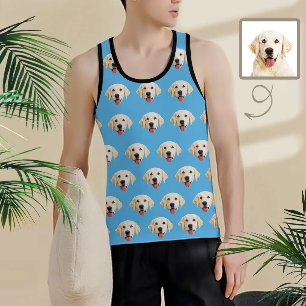 Custom Pet Face Tank Tops Dog Pattern Personalized Men's All Over Print Tank Top