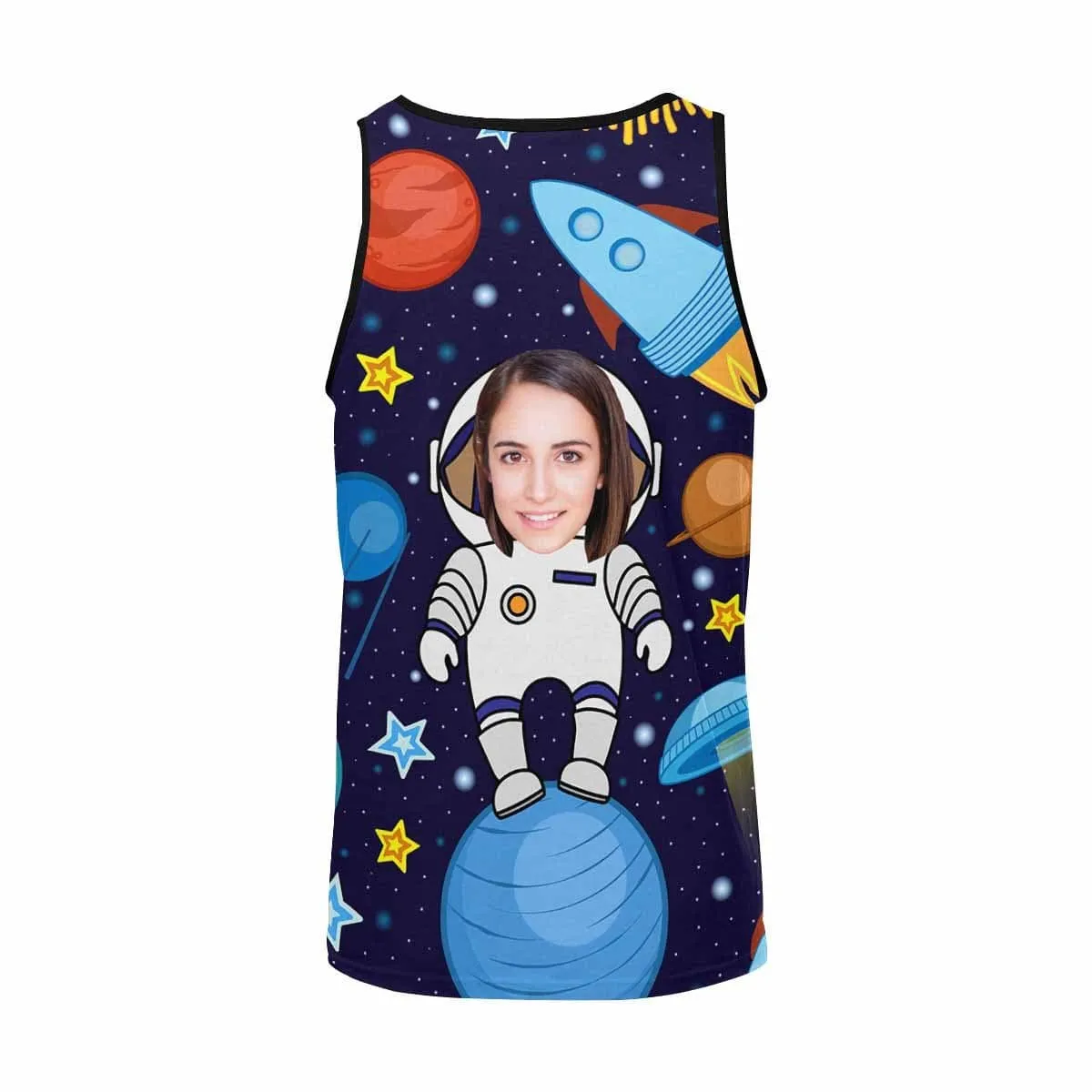 Custom Wife Face Tank Tops Astronaut Sleeveless Shirt Personalized Men's All Over Print Tank Top