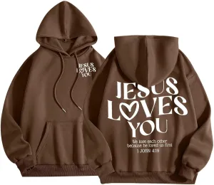 Cute Oversized Hoodies Jesus Loves You Hoodie Jesus Hoodie Preppy Hoodies- Christian Hoodie Hoodie For Girls