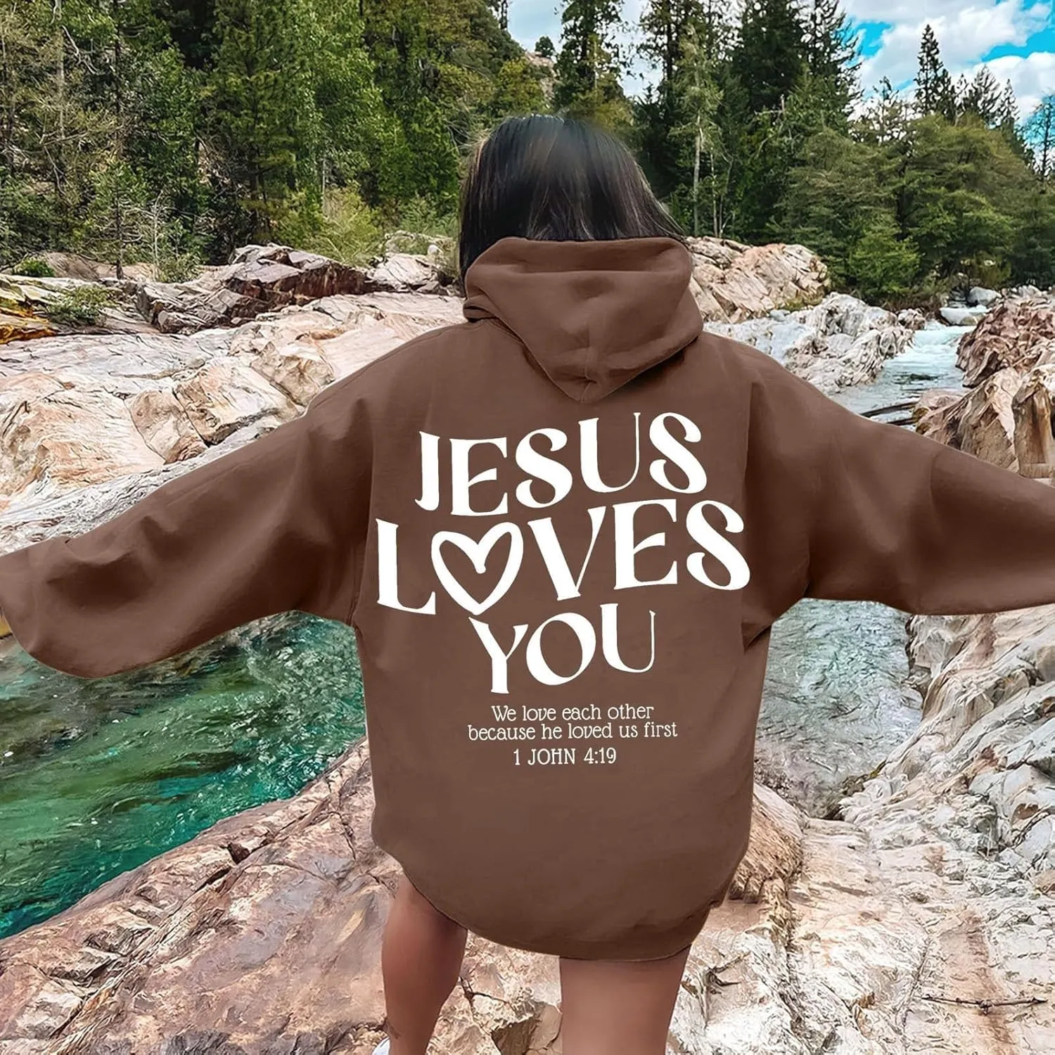 Cute Oversized Hoodies Jesus Loves You Hoodie Jesus Hoodie Preppy Hoodies- Christian Hoodie Hoodie For Girls