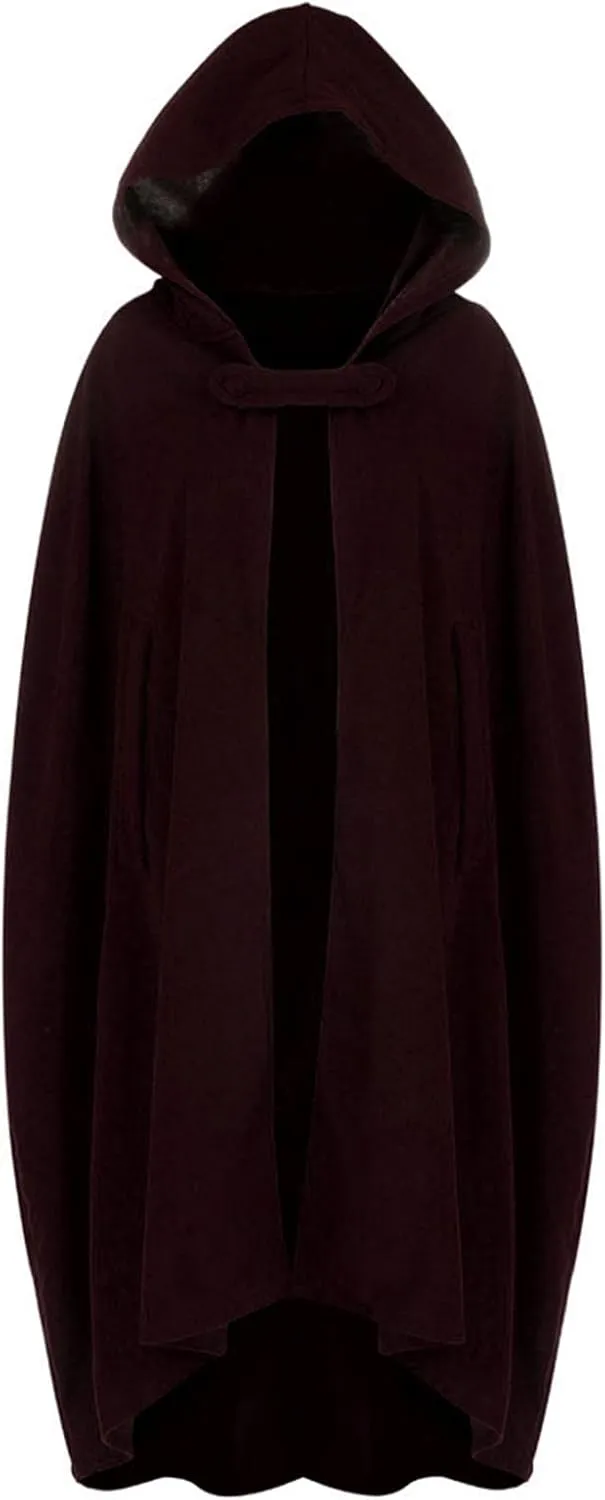 DDAPJ pyju Womens Hooded Open Front Cardigan Wool Blend Long Cape Coat Winter Casual Maxi Cloak Trench Coat Outwear Jacket