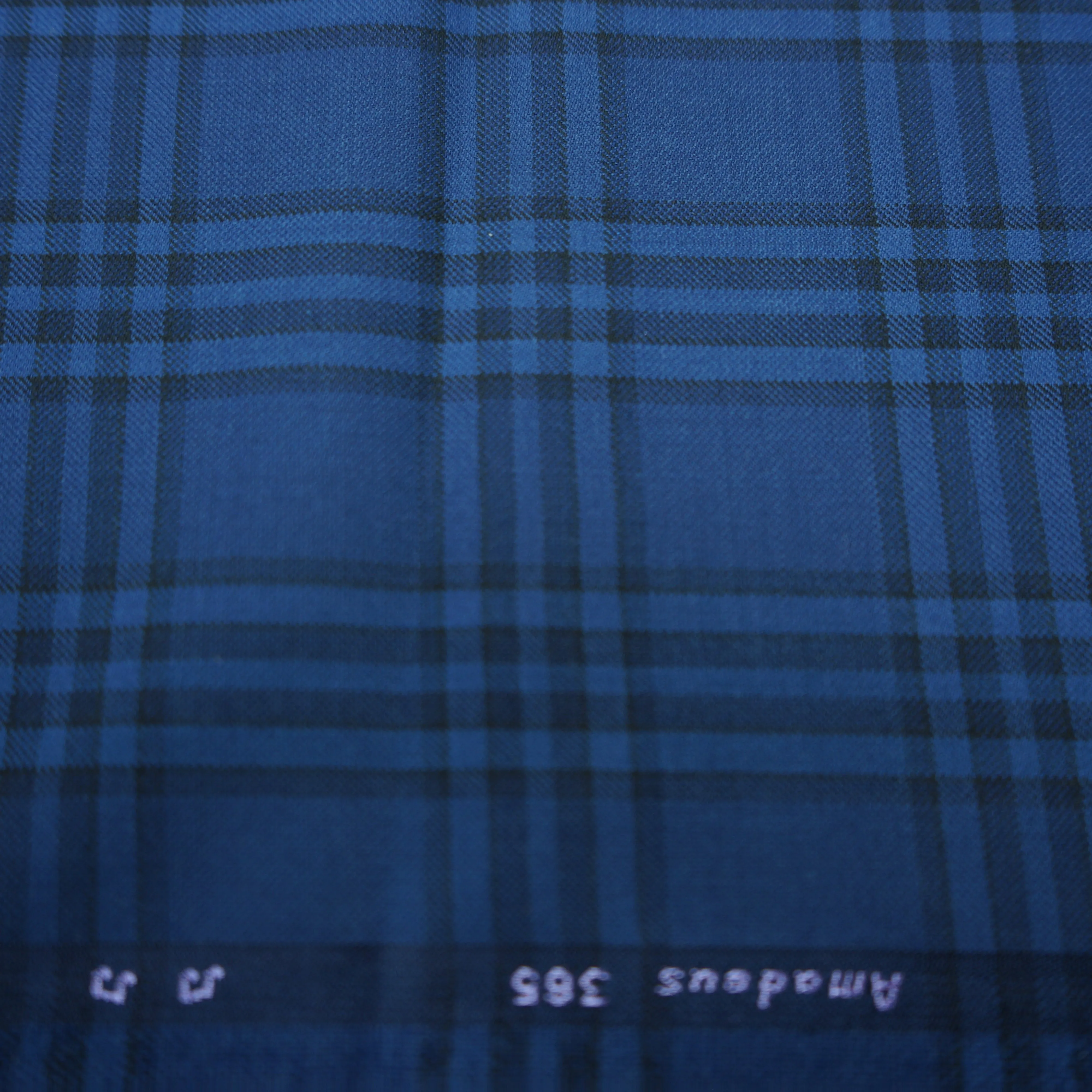 Deep Blue Plaid Pattern Dormeuil Sustainable Wool Amadeus 365 Fabric