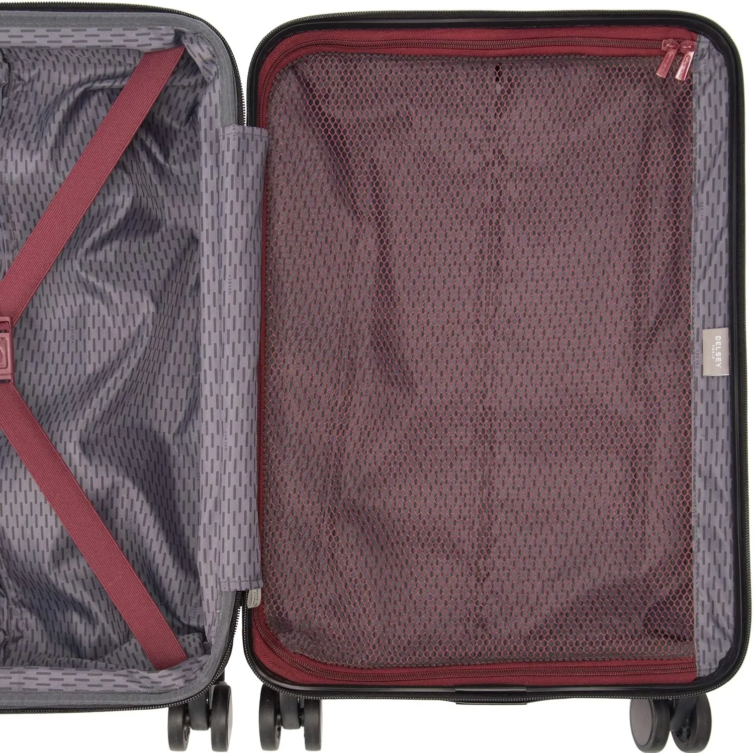 Delsey Paris Alexis Durable Hardside Luggage, Expandable Lightweight 4-Wheel Spinner, Easy Grip Telescoping Handle for Smooth Mobility, TSA-Lock Incorporated, Men and Women, Burgundy, Check-In 25-Inch