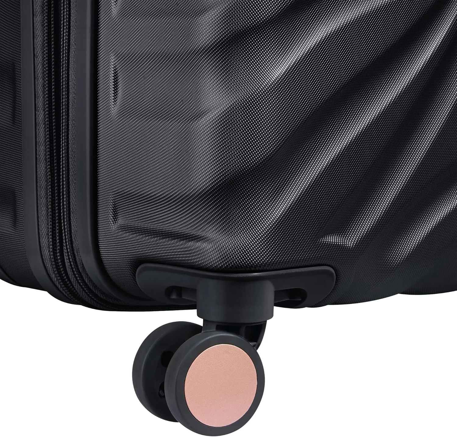 DELSEY PARIS Alexis Durable Luggage, Expandable Lightweight 4-Wheel Spinner, Easy Grip Telescoping Handle for Smooth Mobility, TSA-Lock Incorporated, Men and Women, Black/Rose Gold, Carry-On 21-Inch