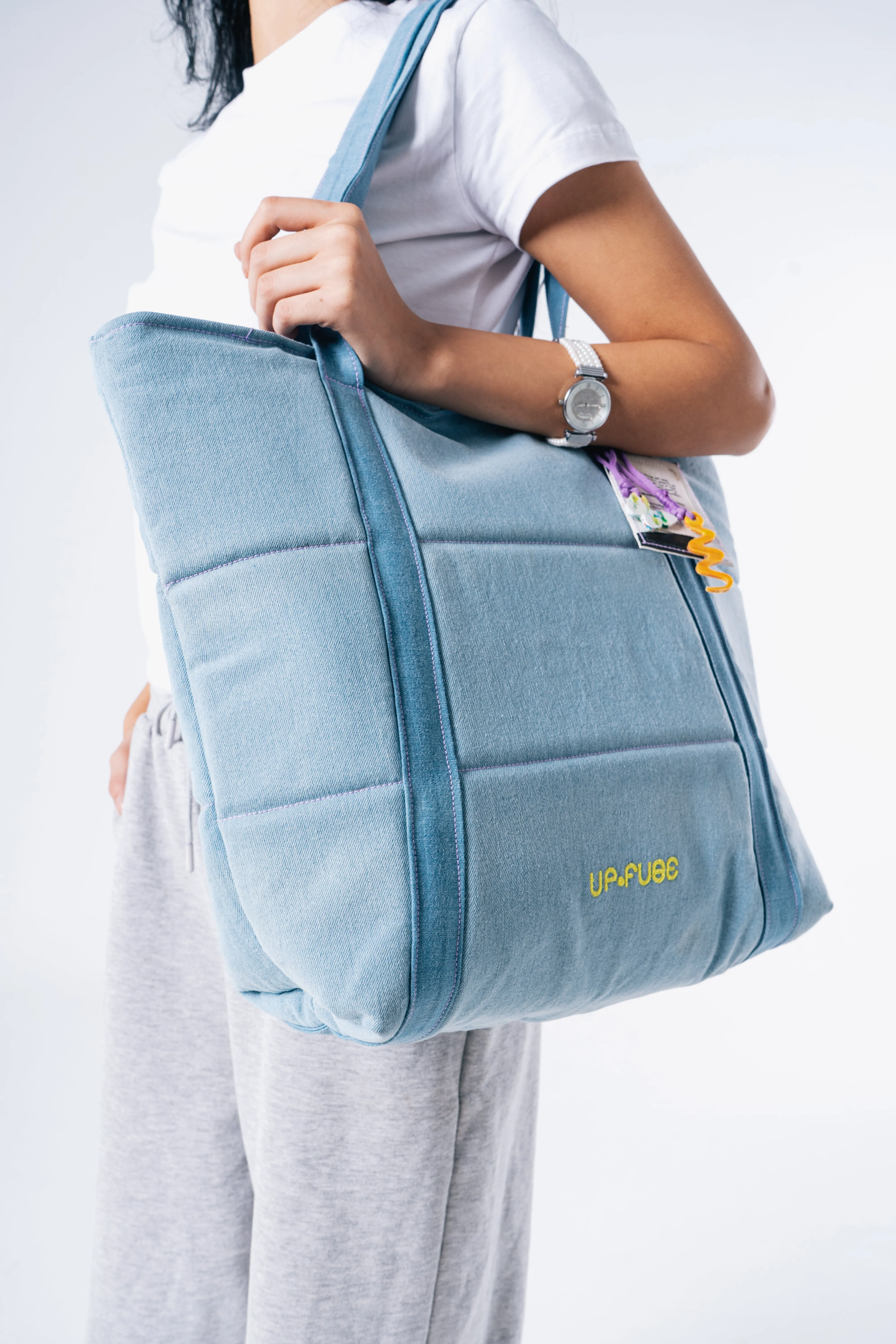 Denim Affair Tote Bag in Ice Blue